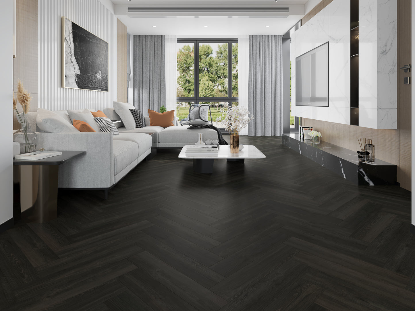 Alva dry back LVT 1.38m Herringbone Special Antigua Charcoal