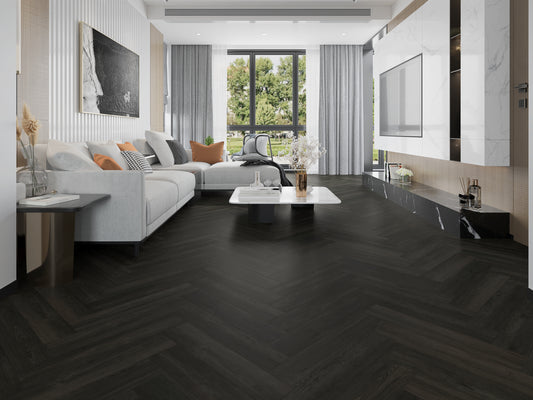 Alva dry back LVT 1.38m Herringbone Special Antigua Charcoal