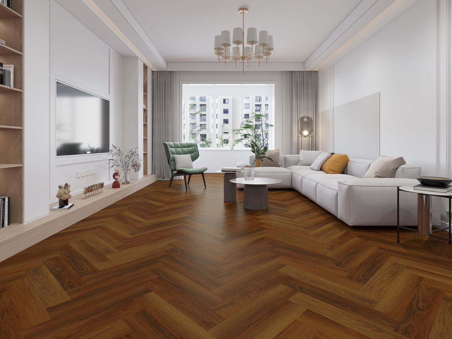 Alva dry back LVT 1.38m Herringbone Special Cherokee Oak