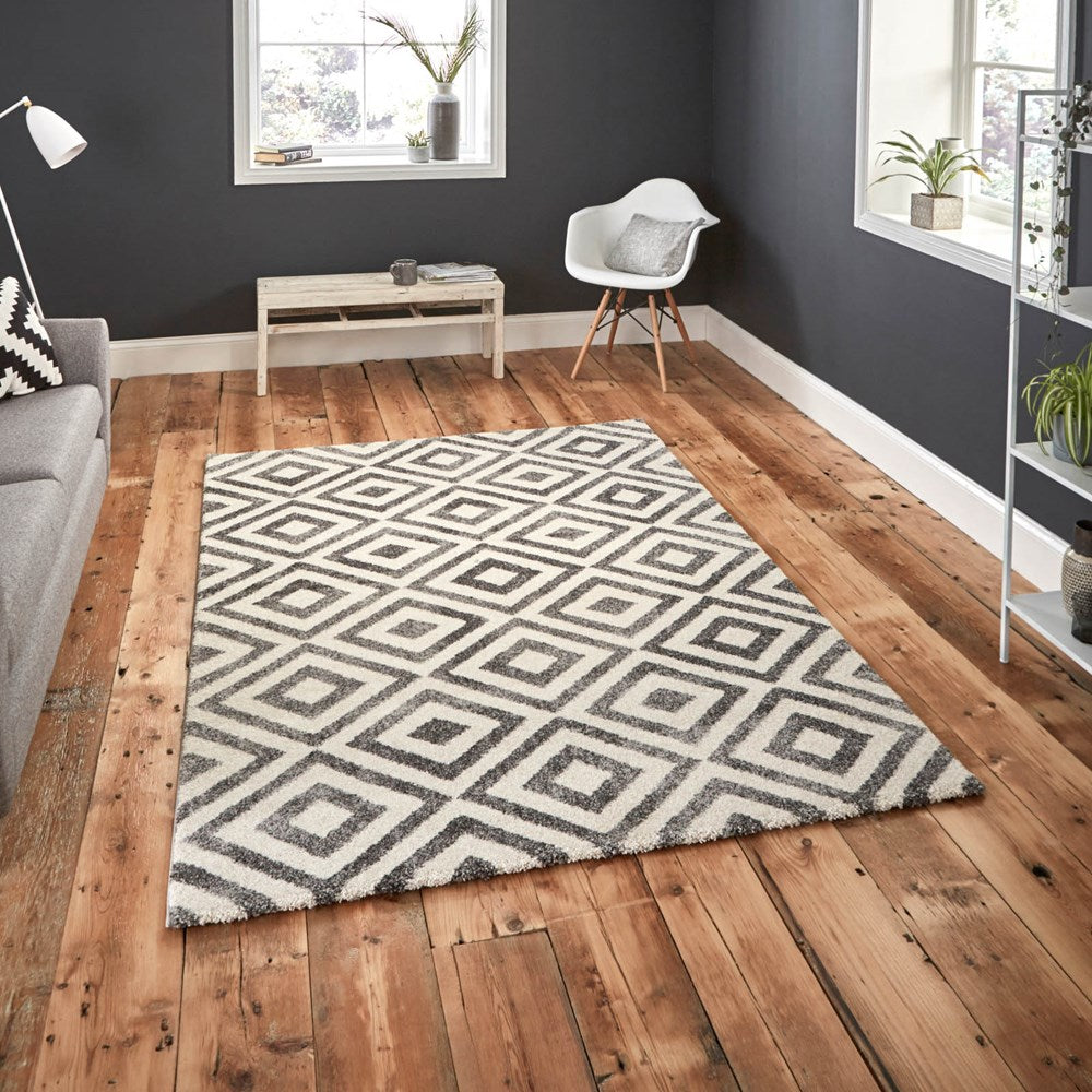 Elegant Rugs Grey and White 4893
