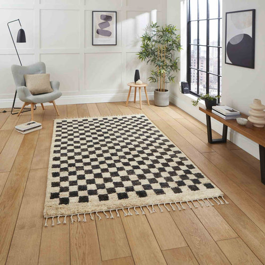 Hemp Shaggy Checked Rug 26588