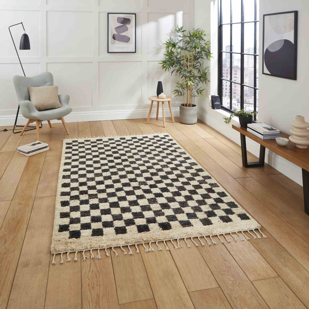 Hemp Shaggy Checked Rug 26588