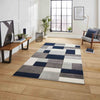 Matrix Modern Geometric Rugs In Grey Navy MT61