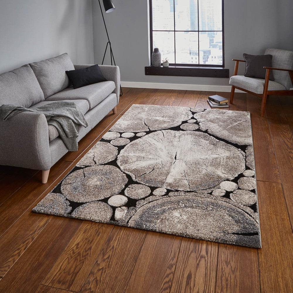 Woodland Rugs Beige Black 6318